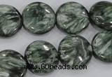 CSH52 15 inches 14mm flat round natural seraphinite gemstone beads