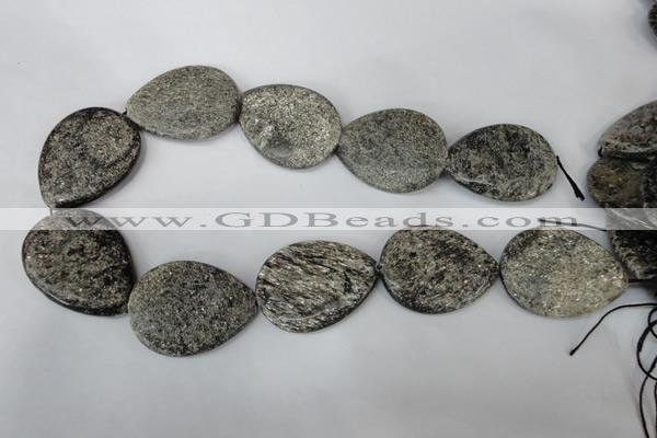 CSI40 15.5 inches 30*40mm flat teardrop silver scale stone beads wholesale