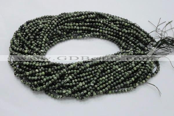 CSJ01 15.5 inches 4mm round green silver line jasper beads wholesale