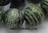 CSJ10 15.5 inches 22mm round green silver line jasper beads wholesale