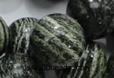 CSJ11 15.5 inches 25mm round green silver line jasper beads wholesale