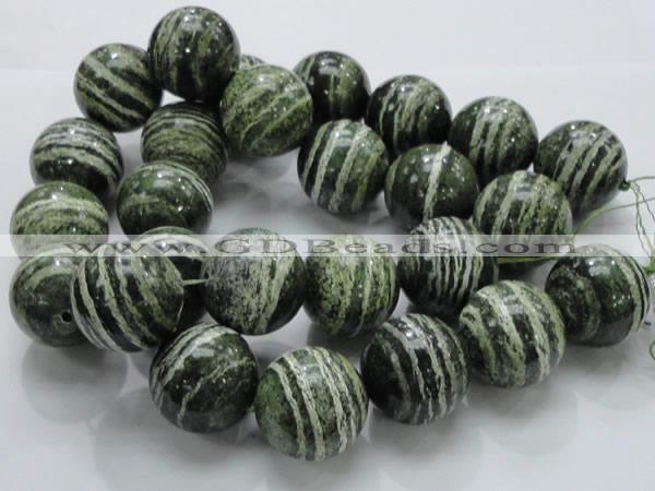 CSJ12 15.5 inches 30mm round green silver line jasper beads wholesale