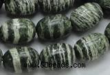 CSJ16 15.5 inches 13*18mm egg-shaped green silver line jasper beads