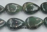 CSJ203 15.5 inches 15*20mm flat teardrop serpentine jade gemstone beads