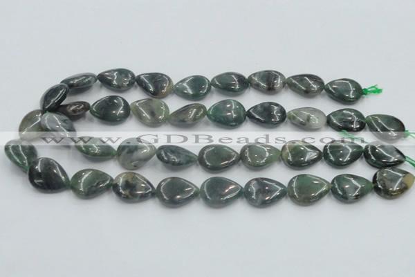 CSJ203 15.5 inches 15*20mm flat teardrop serpentine jade gemstone beads