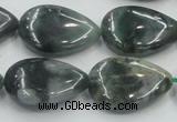 CSJ204 15.5 inches 18*25mm flat teardrop serpentine jade gemstone beads