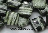 CSJ31 15.5 inches 15*15mm diamond green silver line jasper beads