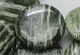 CSJ48 15.5 inches 40mm flat round green silver line jasper beads