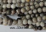 CSL10 15.5 inches 4mm round silver leaf jasper beads wholesale