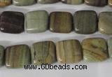 CSL118 15.5 inches 12*12mm square silver leaf jasper beads wholesale