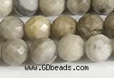 CSL157 15.5 inches 6mm faceted 

round sliver leaf jasper beads