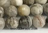 CSL158 15.5 inches 8mm faceted 

round sliver leaf jasper beads