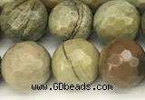 CSL172 15 inches 8mm faceted round silver leaf jasper gemstone beads