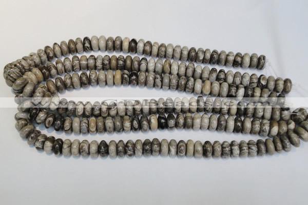 CSL19 15.5 inches 6*12mm rondelle silver leaf jasper beads wholesale