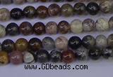 CSL210 15.5 inches 4mm round black silver leaf jasper beads