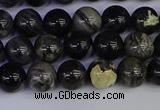 CSL211 15.5 inches 6mm round black silver leaf jasper beads