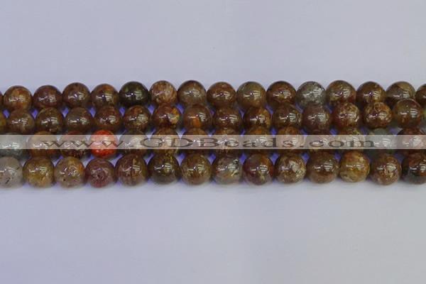 CSL225 15.5 inches 14mm round gold leaf jasper beads wholesale