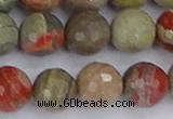 CSL234 15.5 inches 12mm faceted round silver leaf jasper beads