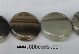 CSL32 15.5 inches 20mm flat round silver leaf jasper beads wholesale