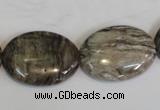 CSL45 15.5 inches 18*25mm oval silver leaf jasper beads wholesale