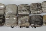 CSL52 15.5 inches 14*14mm square silver leaf jasper beads wholesale