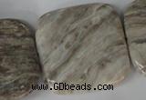 CSL59 15.5 inches 40*40mm square silver leaf jasper beads wholesale