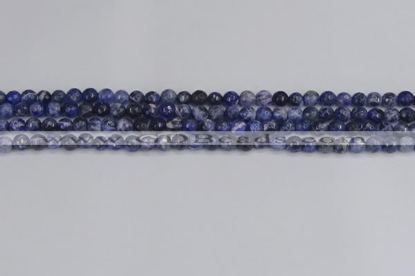 CSO558 15.5 inches 4mm faceted round sodalite gemstone beads