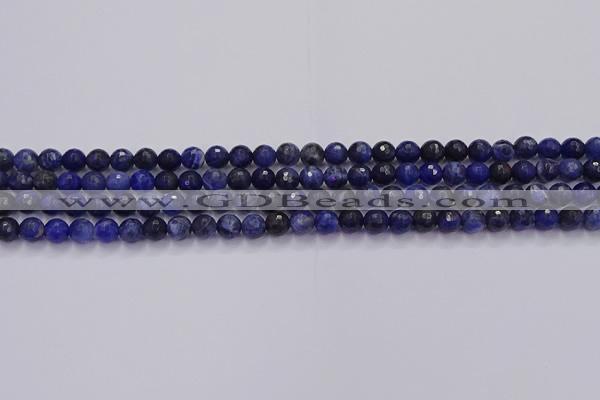 CSO600 15.5 inches 4mm faceted round sodalite gemstone beads