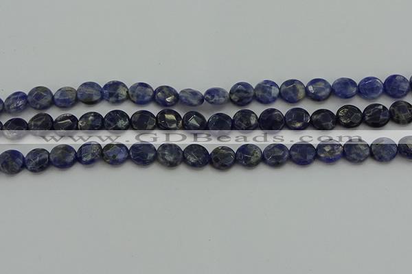 CSO705 15.5 inches 10mm faceted coin sodalite gemstone beads