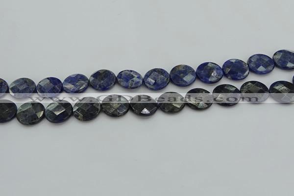 CSO708 15.5 inches 16mm faceted coin sodalite gemstone beads