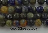 CSO751 15.5 inches 6mm faceted round orange sodalite beads