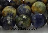 CSO755 15.5 inches 14mm faceted round orange sodalite beads