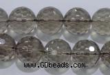 CSQ106 15.5 inches 16mm faceted round grade AA natural smoky quartz beads