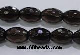 CSQ113 12*16mm faceted rice grade AA natural smoky quartz beads