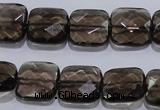 CSQ121 15*15mm facetad square grade AA natural smoky quartz beads