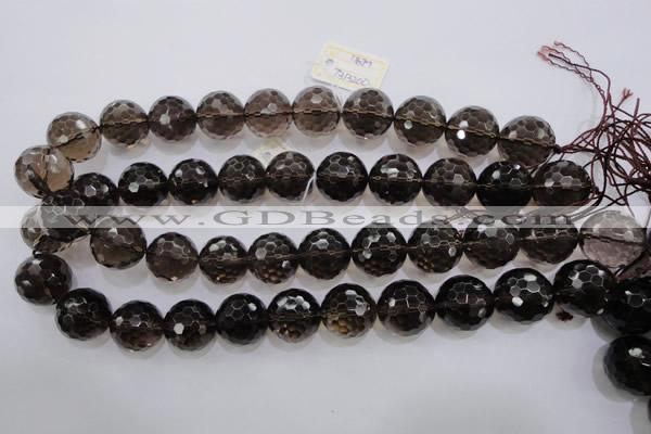 CSQ133 15.5 inches 18mm faceted round grade AA natural smoky quartz beads