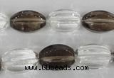 CSQ150 15.5 inches 12*18mm rice white crystal & smoky quartz beads