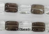 CSQ157 15.5 inches 12*16mm rectangle white crystal & smoky quartz beads