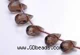 CSQ18 6*10mm faceted teardrop A grade natural smoky quartz beads