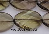 CSQ230 20*30mm faceted & twisted oval grade AA natural smoky quartz beads