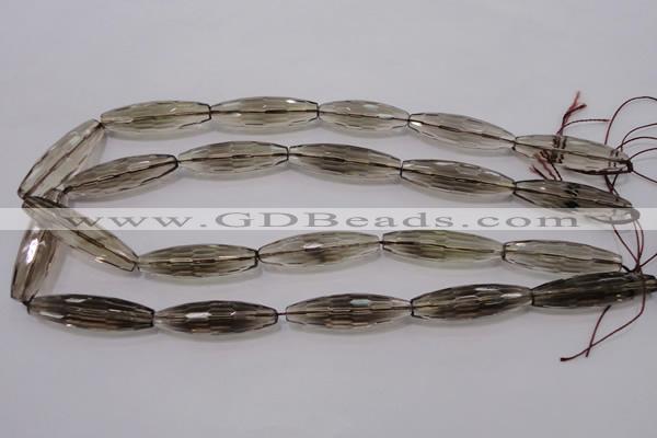 CSQ245 10*35mm faceted rice grade AA natural smoky quartz beads