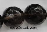 CSQ248 15.5 inches 25mm faceted round grade AA natural smoky quartz beads