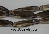 CSQ260 15.5 inches 8*28mm faceted rice natural smoky quartz beads