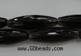 CSQ262 15.5 inches 10*30mm faceted rice natural smoky quartz beads