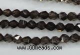 CSQ351 15.5 inches 6mm faceted nuggets smoky quartz beads