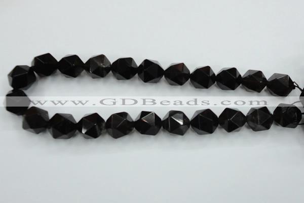 CSQ356 15.5 inches 16mm faceted nuggets smoky quartz beads