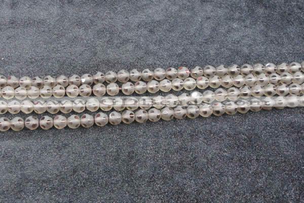 CSQ501 15.5 inches 6mm faceted round matte smoky quartz beads