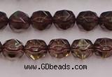 CSQ526 15.5 inches 6mm faceted nuggets smoky quartz gemstone beads