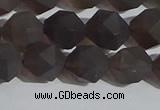 CSQ533 15.5 inches 10mm faceted nuggets matte smoky quartz beads