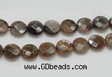 CSS104 15.5 inches 8mm faceted coin natural sunstone beads wholesale